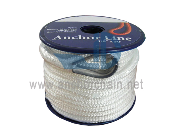 Nylon dobbeltflettet ankerreb med Ss316 fingerbøl